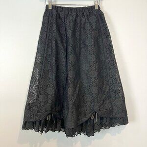 Vintage Black Lace Skirt Womens Size Small Bows Whimsigoth Witchy Kuro Lolita